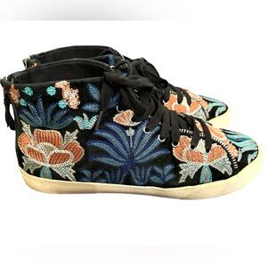 Rebecca Minkoff Zania Midtop Slip On Sneaker Size 8 Floral Embroidered Boho